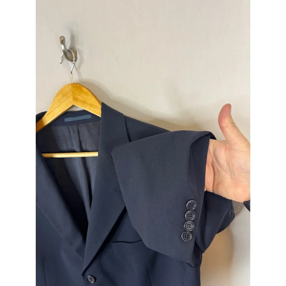 Hugo Boss Mens Navy Blue Virgin Wool Stretch 3 Button Suit Set Size 40R 32x31